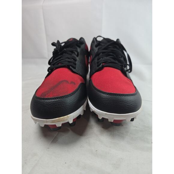 Size 12.5- Nike Air Jordan 1 Retro TD Low Bred Black Red OG Football Cleats main image 8
